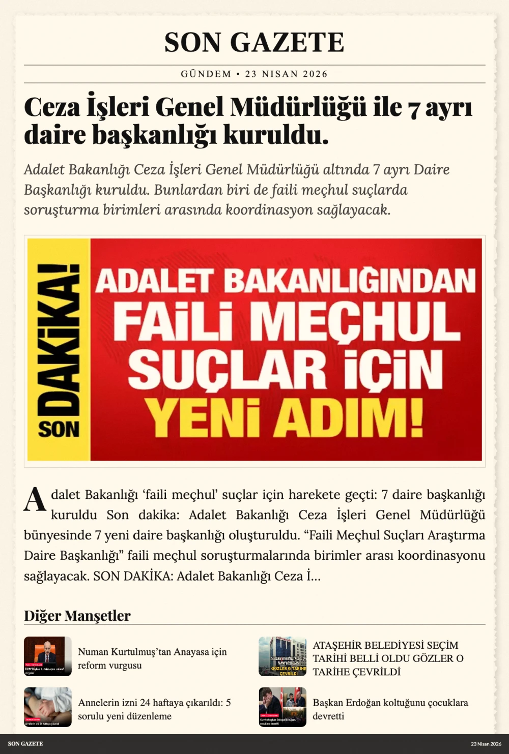 SON GAZETE NİSAN 23