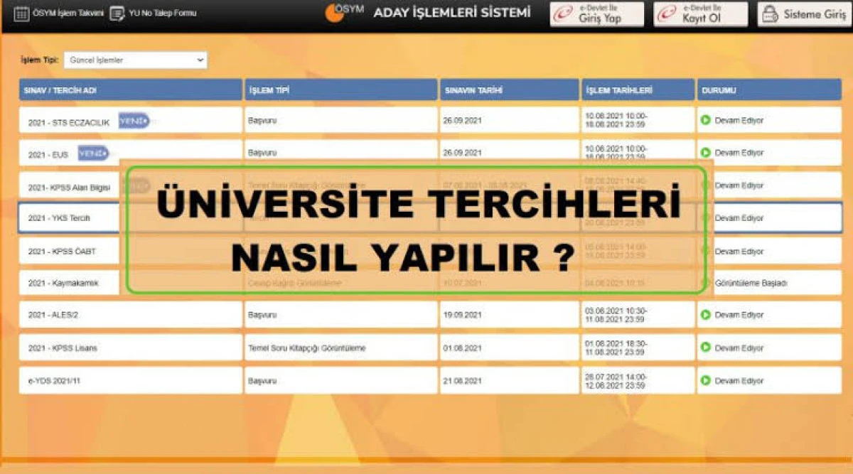 2025 YKS TERCİHLERİ | YKS YERLEŞTİRME TERCİHLERİ
