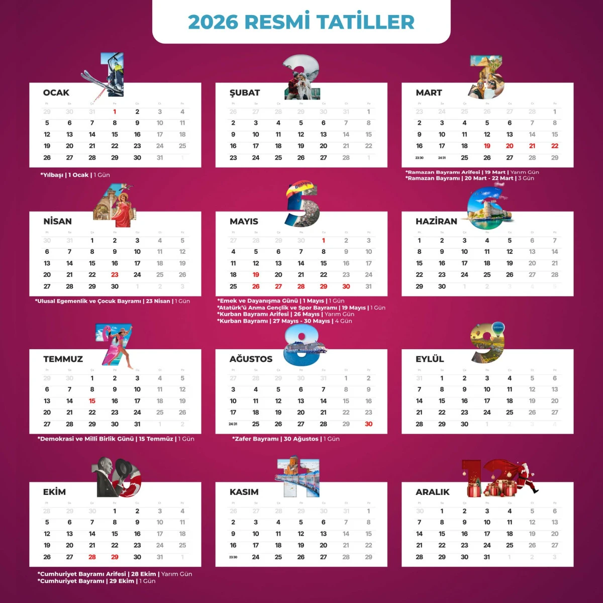 2026 Resmi Tatil G&uuml;nleri! Uzun Tatiller İ&ccedil;in Fırsatlar Artıyor