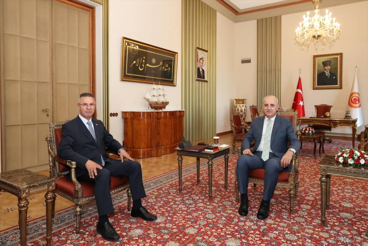 TBMM Başkanı Kurtulmuş, Filistin'in Ankara Büyükelçisi Mustafa'yı kabul etti