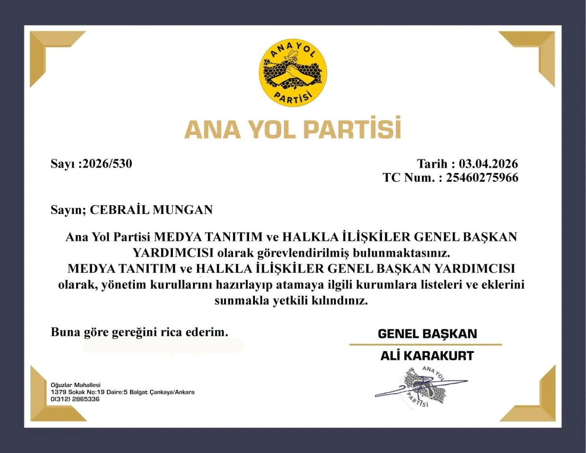 ANAYOL Partisi&rsquo;nde Kritik Atama: Cebrail Mungan Parti S&ouml;zc&uuml;s&uuml; Oldu!