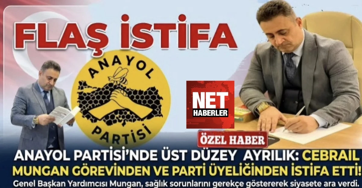 Anayol Partisi&rsquo;nde Şok İstifa! Genel Başkan Yardımcısı Cebrail Mungan G&ouml;revinden Ayrıldı