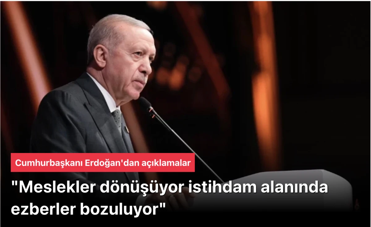 Başkan Erdoğan: Meslekler d&ouml;n&uuml;ş&uuml;yor, istihdam alanında ezberler bozuluyor