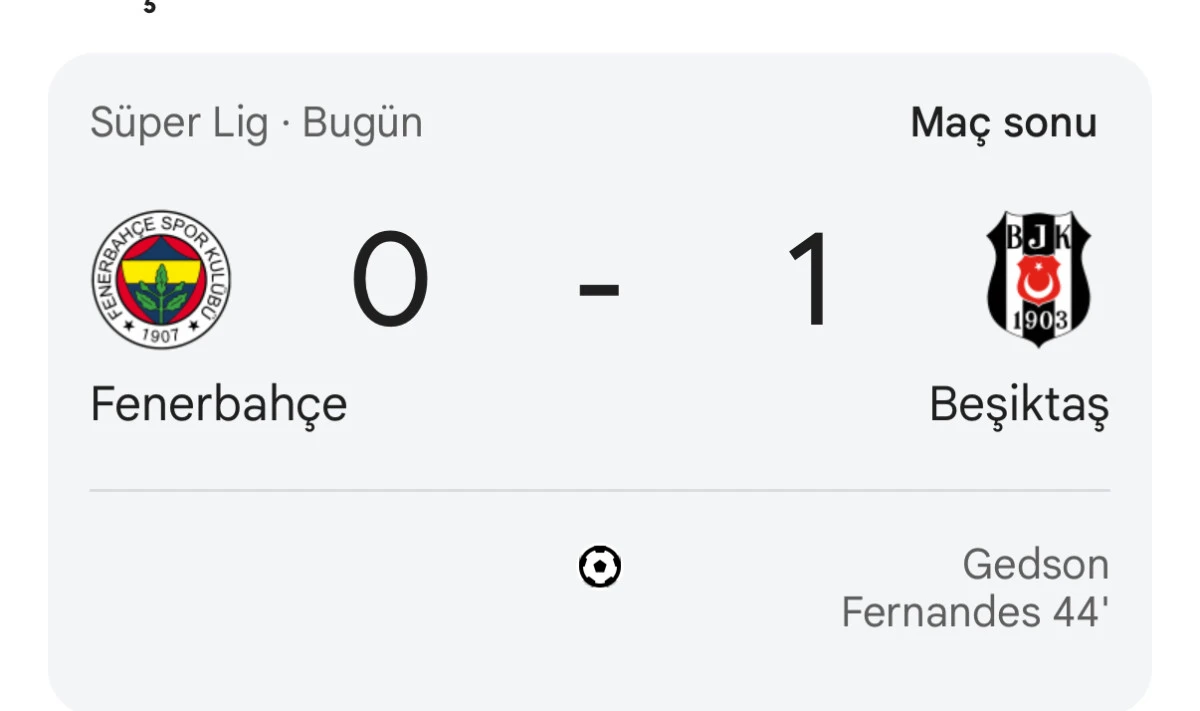 Beşiktaş 1 Fenerbahçe 0
