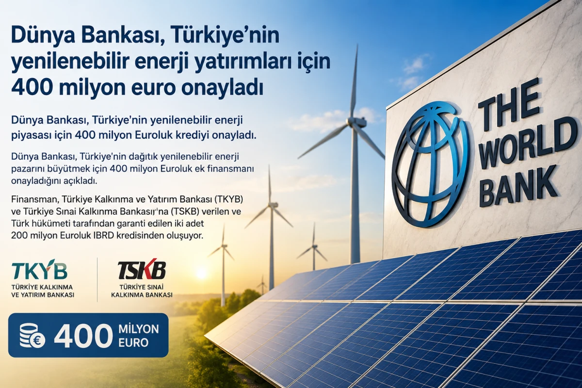 D&uuml;nya Bankası'ndan T&uuml;rkiye'nin yenilenebilir enerji yatırımlarına 400 milyon euroluk destek