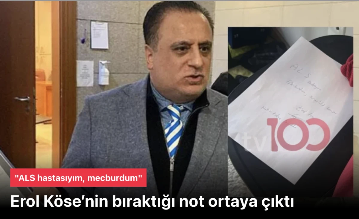 Erol K&ouml;se&rsquo;nin İntihar Mektubu Ortaya &Ccedil;ıktı: "ALS Hastasıyım, Mecburdum, Kediye İyi Bakın"