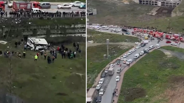 Esenyurt'ta kaza! Otob&uuml;s şarampole yuvarlandı: &Ouml;l&uuml; ve yaralılar var