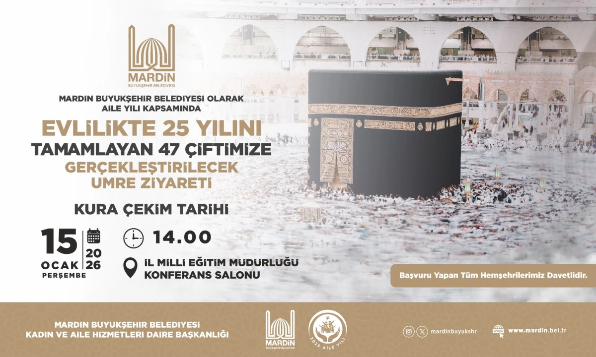 Evlilikte 25 Yılını Tamamlayan &Ccedil;iftler İ&ccedil;in Umre Kurası &Ccedil;ekiliyor