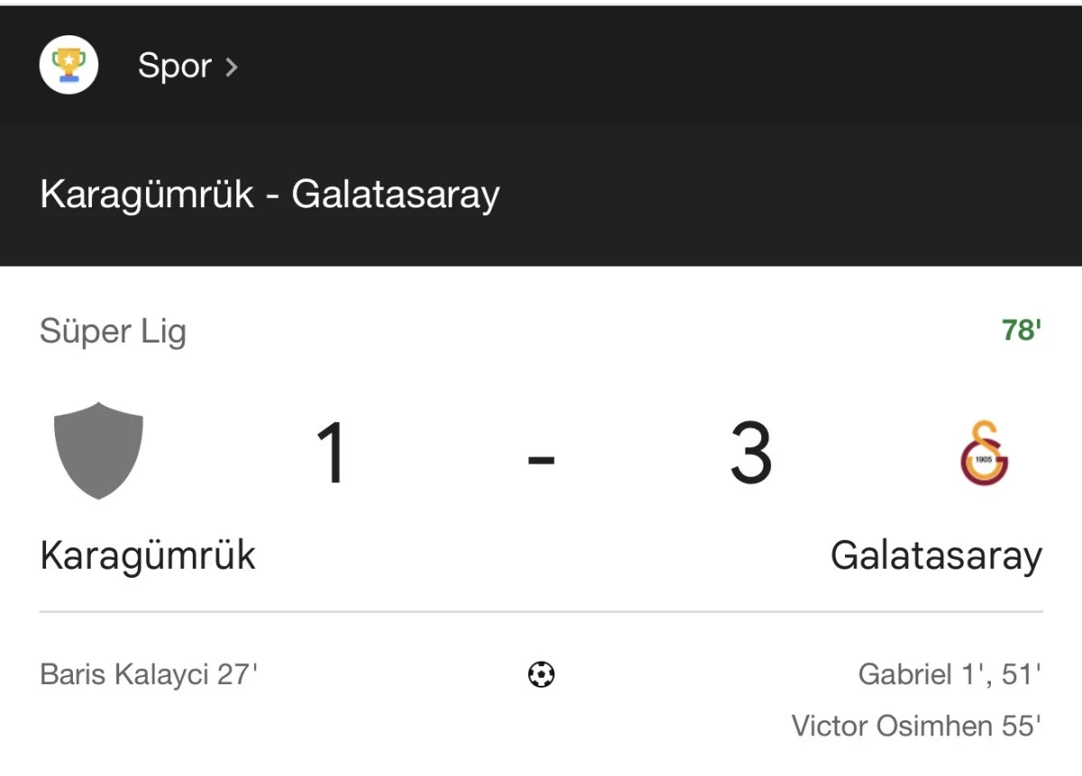 Fatih Karag&uuml;mr&uuml;k 1-3 Galatasaray Ma&ccedil; Sonucu: S&uuml;per Lig&rsquo;de Aslanlar Fırtınası!