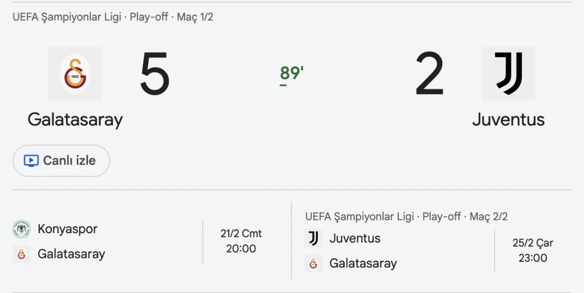 Galatasaray 5 Juventus 2