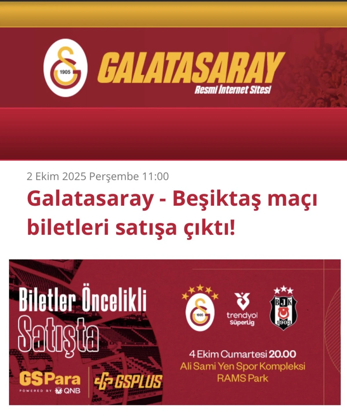 Galatasaray Beşiktaş Maçı Biletleri Satışa Çıktı! Bilet fiyatları ne kadar?