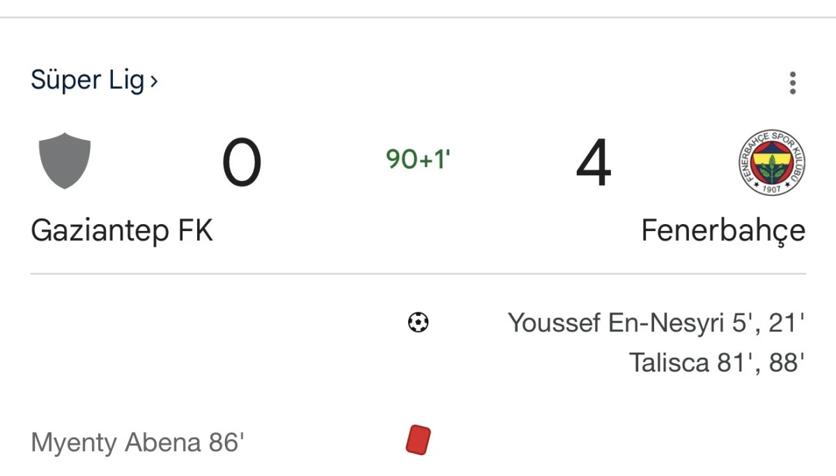 Gaziantep fk 0 Fenerbahçe 4