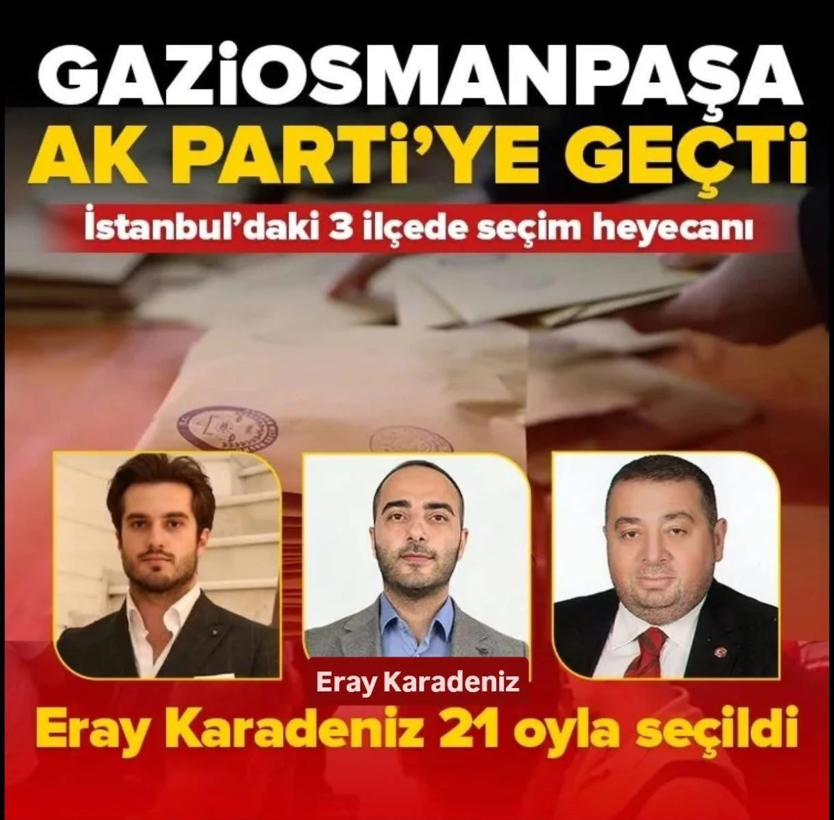 Gaziosmanpaşa Belediyesi AK Parti’ye geçti: Eray Karadeniz başkanvekili seçildi
