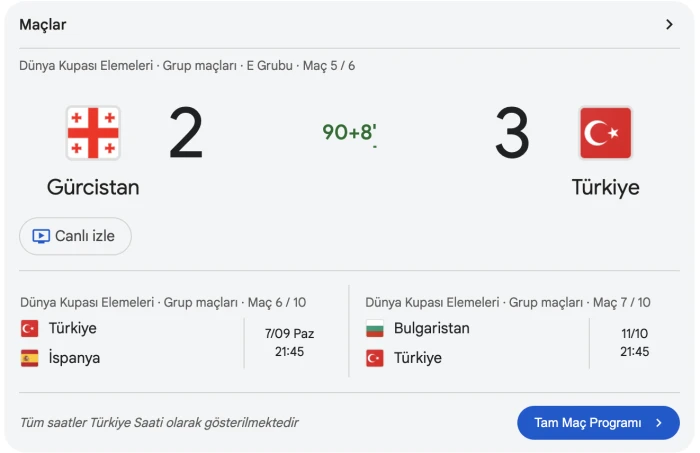 Gürcistan 2 Türkiye 3 