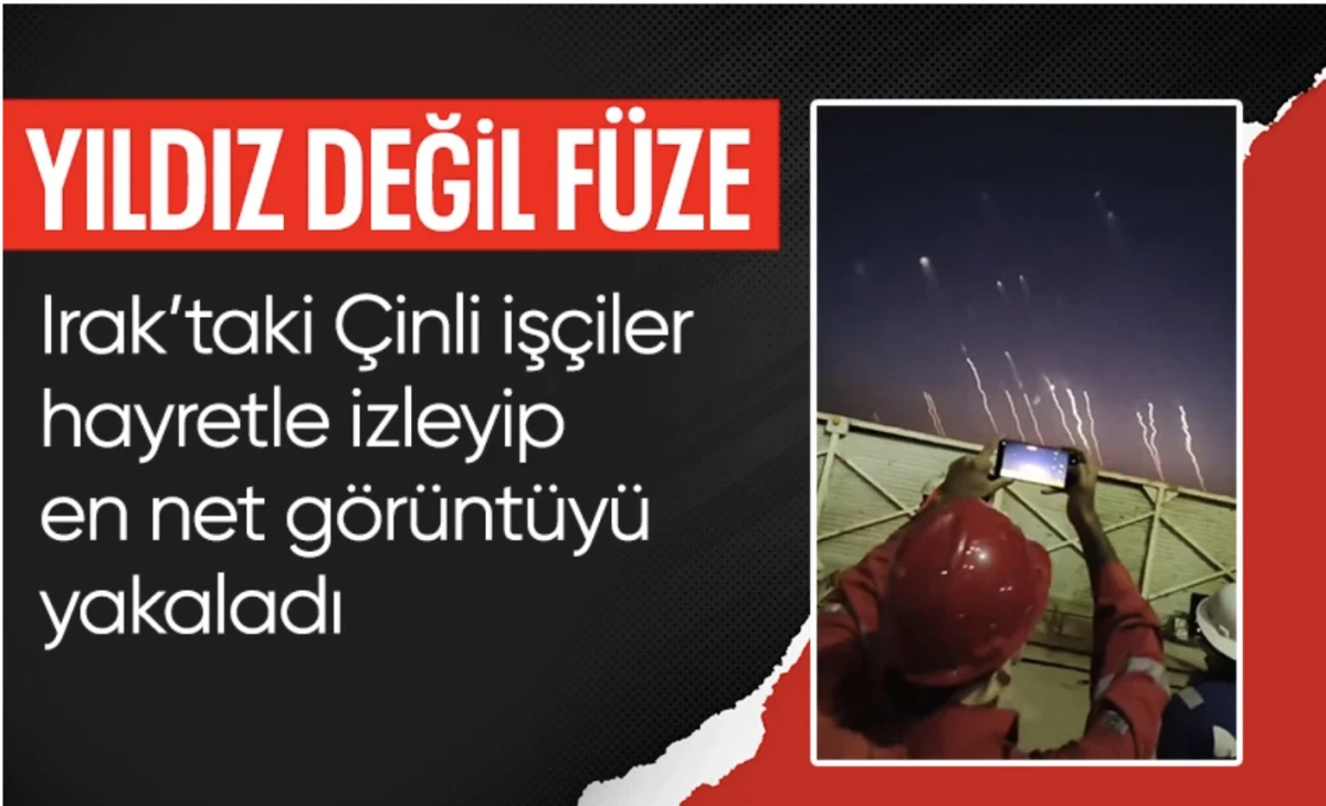 İran füzeleri Irak'tan görüntülendi! İşçiler o anları kayda aldı