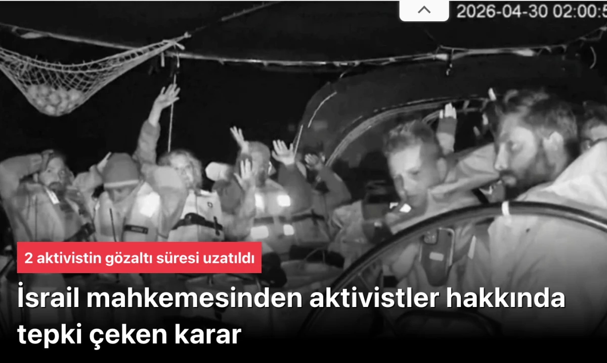 İsrail, alıkoyduğu 2 aktivistin g&ouml;zaltı s&uuml;resini uzattı