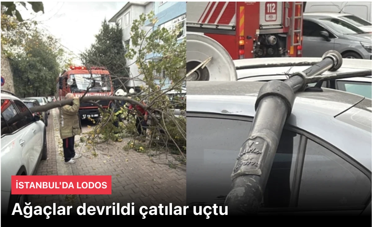 İstanbul Lodos Fırtınası: Beşiktaş ve Şişli'de Ağaçlar ile Elektrik Direkleri Araçlara Devrildi