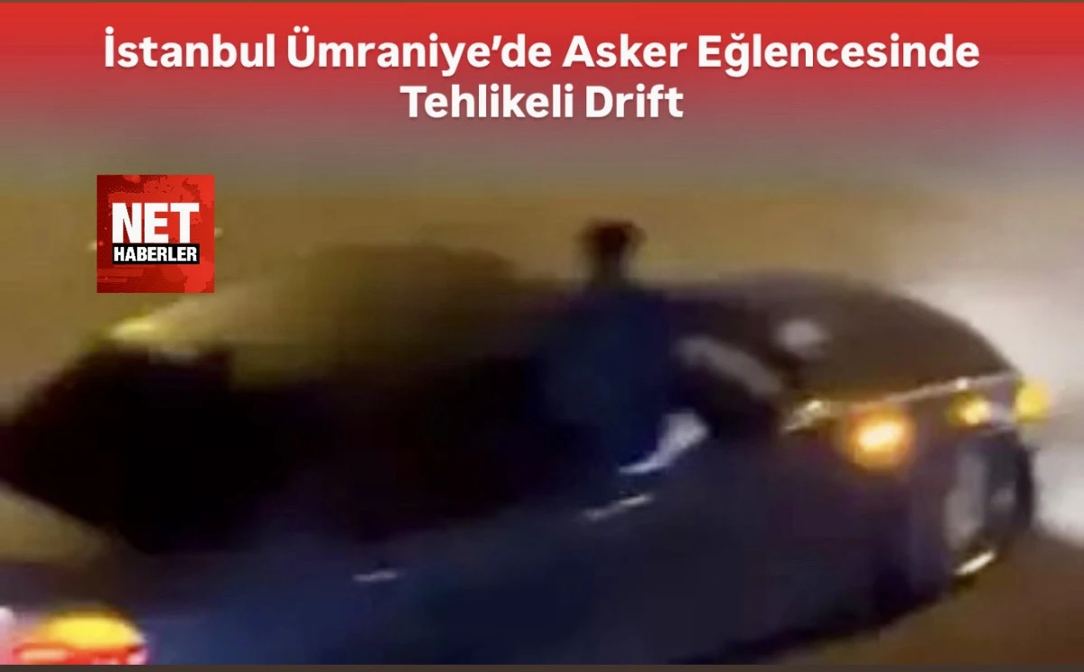 İstanbul Ümraniye’de Asker Eğlencesi İçin Tehlikeli Drift: Otomobil Kamerada!