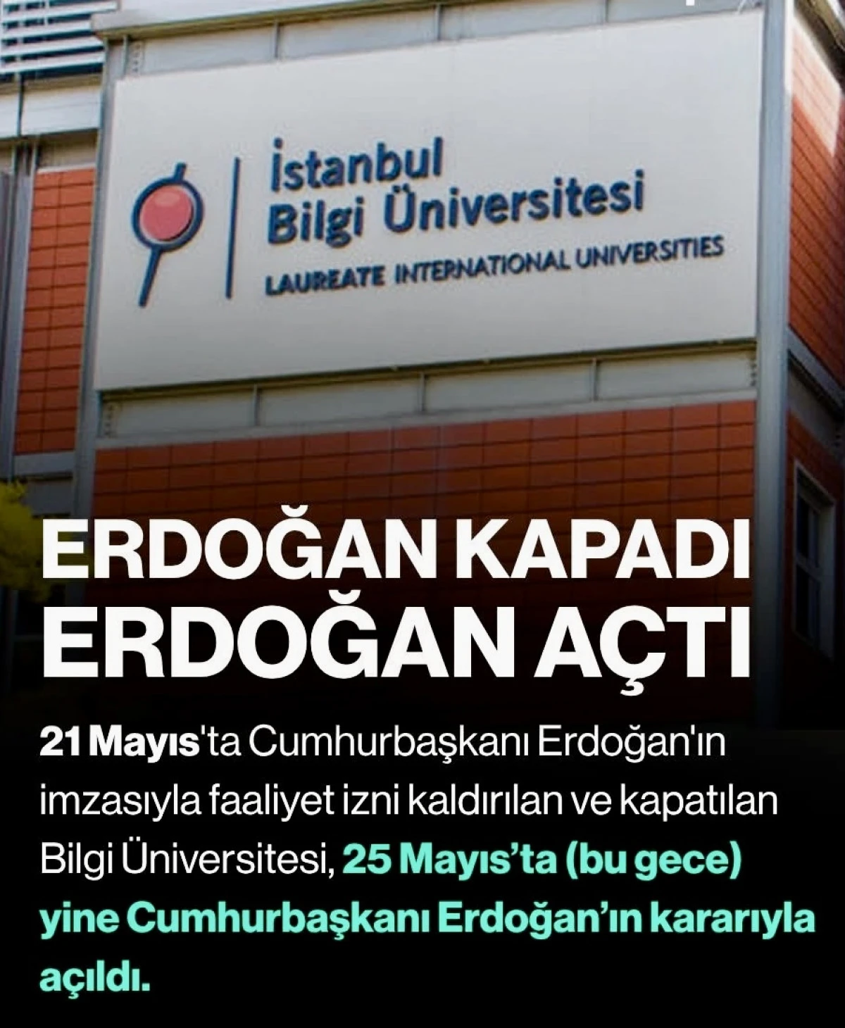 Kapatılan İstanbul Bilgi &Uuml;niversitesi 4 G&uuml;n Sonra Yeniden A&ccedil;ıldı