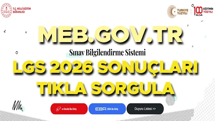 LGS sonu&ccedil;ları sorgulama ekranı