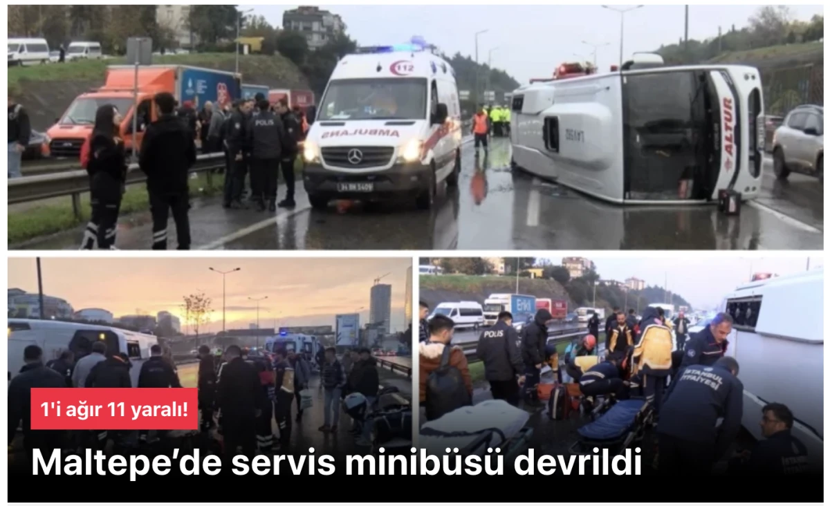 Maltepe’de minibüs devrildi: Yaralılar var