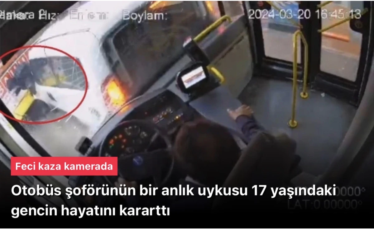 Otob&uuml;s şof&ouml;r&uuml; uyudu! Lise &ouml;ğrencisi iki aracın arasında b&ouml;yle sıkıştı
