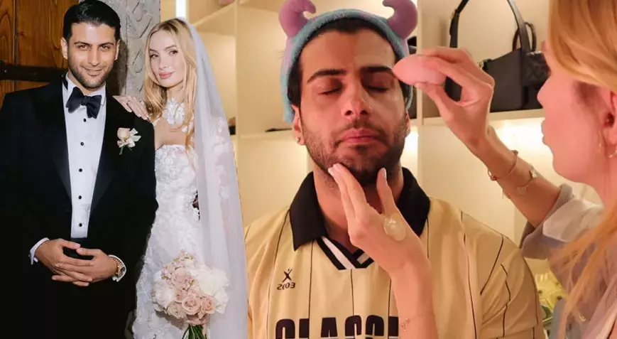 Reynmen&rsquo;e Eşi Makyaj Yaptı! &ldquo;D&uuml;ğme Burun&rdquo; Anları Sosyal Medyada Viral Oldu
