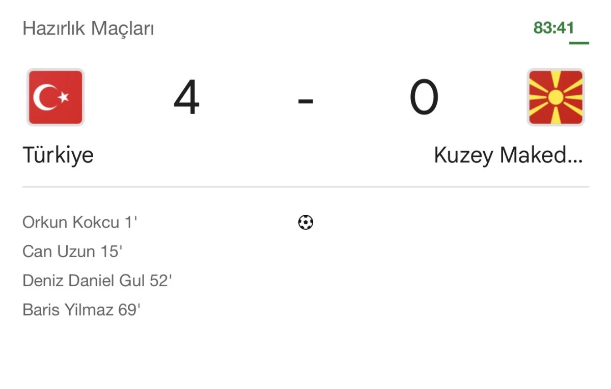 T&uuml;rkiye 4 Kuzey Makedonya 0